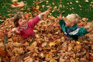 Children Playing in Leaves